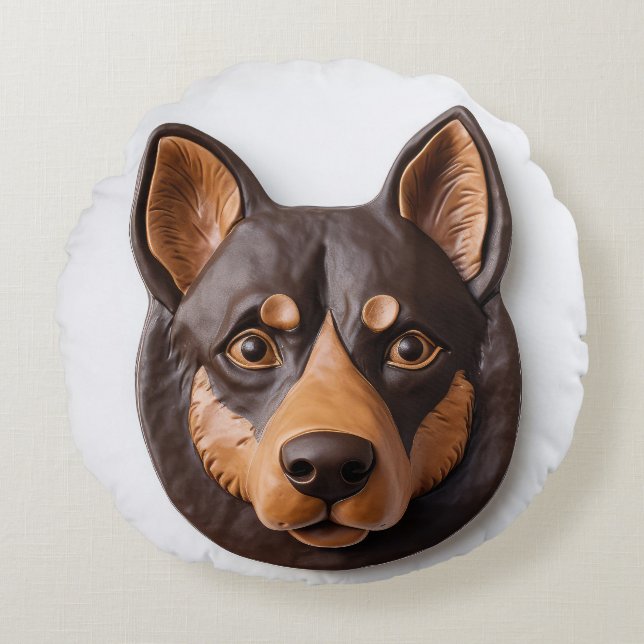 Australian Kelpie Dog 3D Inspiriert Rundes Kissen (Vorderseite)