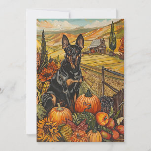 Australian Kelpie Dog Autumn Harvest Erntedank Feiertagskarte