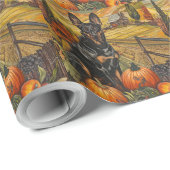 Australian Kelpie Dog Autumn Harvest Erntedank Geschenkpapier (Rolleneckpunkt)