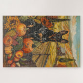 Australian Kelpie Dog Autumn Harvest Erntedank Puzzle (Horizontal)