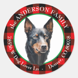 Australian Kelpie Dog Buffalo Karierte Rücksendead Runder Aufkleber