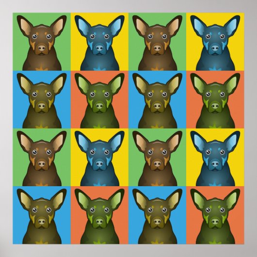 Australian Kelpie Dog Cartoon Pop-Art Poster (Vorne)