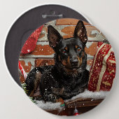 Australian Kelpie Dog Christmas Festive Button (Vorne & Hinten)