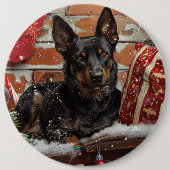 Australian Kelpie Dog Christmas Festive Button (Vorderseite)