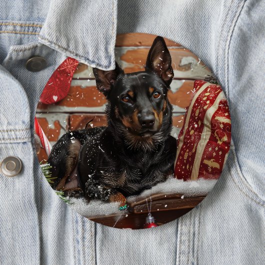Australian Kelpie Dog Christmas Festive Button (Beispiel)