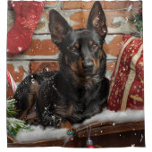 Australian Kelpie Dog Christmas Festive Duschvorhang (Vorderseite)
