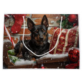 Australian Kelpie Dog Christmas Festive Große Geschenktüte (Vorderseite)