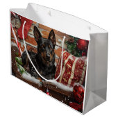 Australian Kelpie Dog Christmas Festive Große Geschenktüte (Rückseite Schrägansicht)