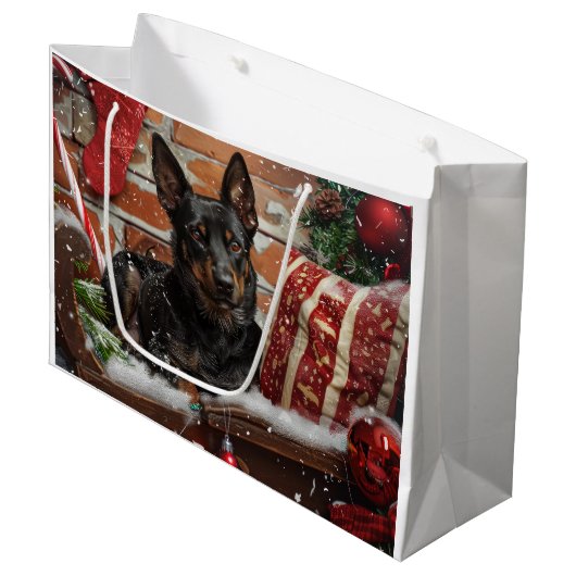 Australian Kelpie Dog Christmas Festive Große Geschenktüte (Vorderseite Schrägansicht)