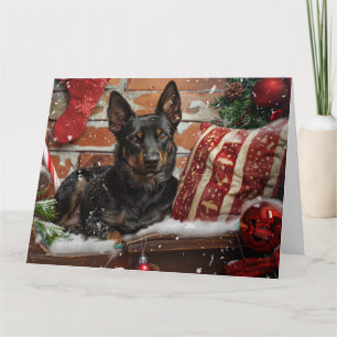 Australian Kelpie Dog Christmas Festive Karte