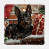 Australian Kelpie Dog Christmas Festive Keramikornament (Rückseite)