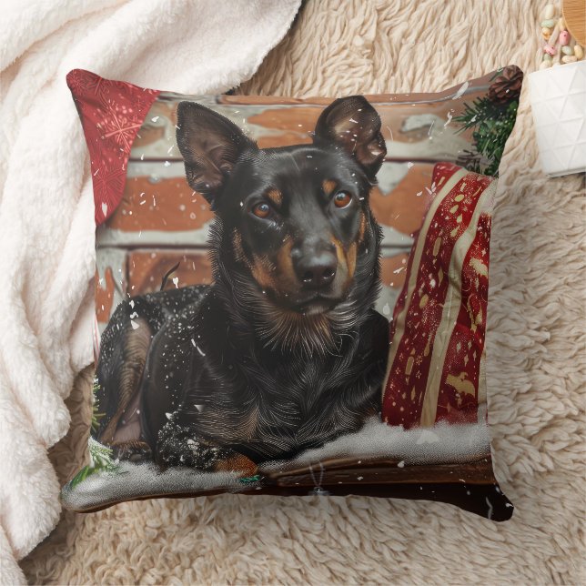 Australian Kelpie Dog Christmas Festive Kissen (Decke)