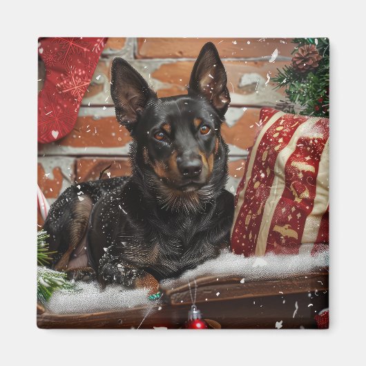 Australian Kelpie Dog Christmas Festive Magnet (Vorne)