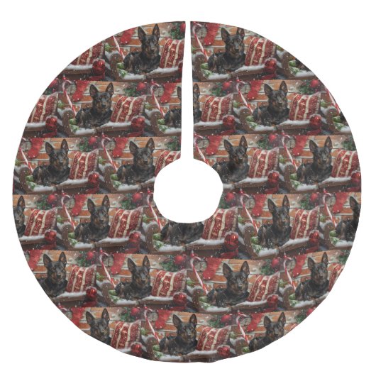 Australian Kelpie Dog Christmas Festive Polyester Weihnachtsbaumdecke (Vorderseite)