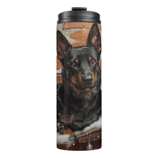 Australian Kelpie Dog Christmas Festive Thermosbecher (Vorderseite)