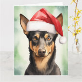 Australian Kelpie Dog Christmas Santa Paws Karte (Gelbe Blume)