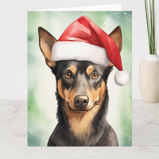Australian Kelpie Dog Christmas Santa Paws Karte (Vorderseite)