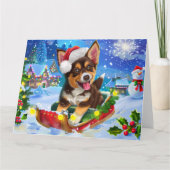 Australian Kelpie Dog in Sleigh Snow Weihnachten Karte (Vorderseite)