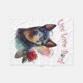 Australian Kelpie Dog Mama Floral Fleecedecke (Vorderseite (Horizontal))