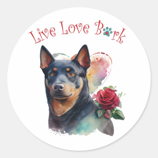 Australian Kelpie Dog Mama Floral Runder Aufkleber (Vorderseite)