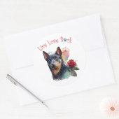Australian Kelpie Dog Mama Floral Runder Aufkleber (Umschlag)
