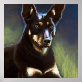 Australian Kelpie - Dog Portrait Poster