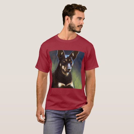 Australian Kelpie - Dog Portrait T-Shirt (Vorne ganz)
