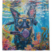 Australian Kelpie Dog Scuba Diving Underwater Duschvorhang (Vorderseite)