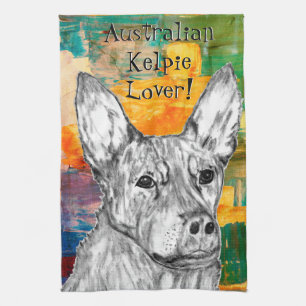 Australian Kelpie Dog Sketch Kittuch Geschirrtuch