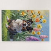 Australian Kelpie Dog Spring Flowers Malerei Puzzle (Horizontal)