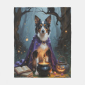Australian Kelpie Dog Whimsical Halloween Painting Fleecedecke (Vorderseite)