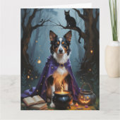 Australian Kelpie Dog Whimsical Halloween Painting Karte (Vorderseite)