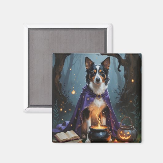 Australian Kelpie Dog Whimsical Halloween Painting Magnet (Vorderseite/Rückseite)