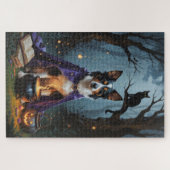 Australian Kelpie Dog Whimsical Halloween Painting Puzzle (Horizontal)