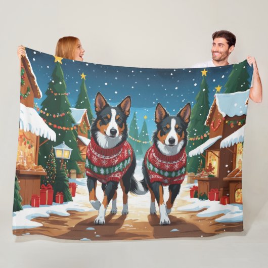 Australian Kelpie Dogs Christmas Snow Holiday Fleecedecke (Beispiel)