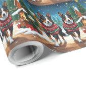 Australian Kelpie Dogs Christmas Snow Holiday Geschenkpapier (Rolleneckpunkt)