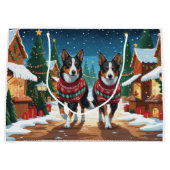 Australian Kelpie Dogs Christmas Snow Holiday Große Geschenktüte (Vorderseite)