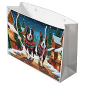 Australian Kelpie Dogs Christmas Snow Holiday Große Geschenktüte (Rückseite Schrägansicht)