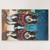 Australian Kelpie Dogs Christmas Snow Holiday Puzzle (Horizontal)