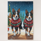 Australian Kelpie Dogs Christmas Snow Holiday Puzzle (Vertikal)