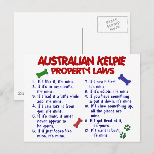 AUSTRALIAN KELPIE - Eigentumsrecht 2 Postkarte (Vorne/Hinten)