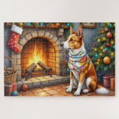 Australian Kelpie Fireplace with Christmas Lights Puzzle (Horizontal)