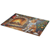 Australian Kelpie Fireplace with Christmas Lights Schneidebrett (Ecke)
