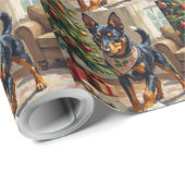 Australian Kelpie Herding Christmas Art Geschenkpapier (Rolleneckpunkt)