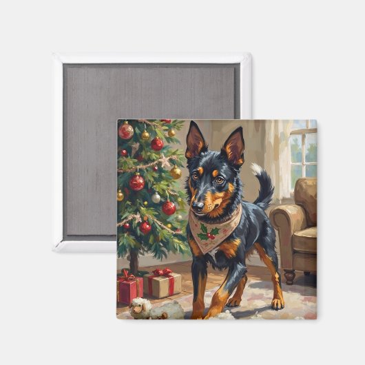 Australian Kelpie Herding Christmas Art Magnet (Vorderseite/Rückseite)