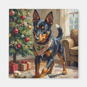 Australian Kelpie Herding Christmas Art Magnet (Vorne)