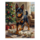 Australian Kelpie Herding Christmas Art Poster (Vorderseite)
