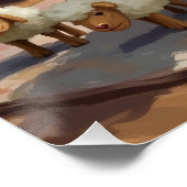 Australian Kelpie Herding Christmas Art Poster (Ecke)