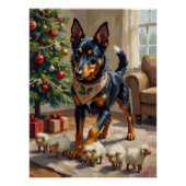 Australian Kelpie Herding Christmas Art Poster (Vorderseite)