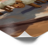 Australian Kelpie Herding Christmas Art Poster (Ecke)